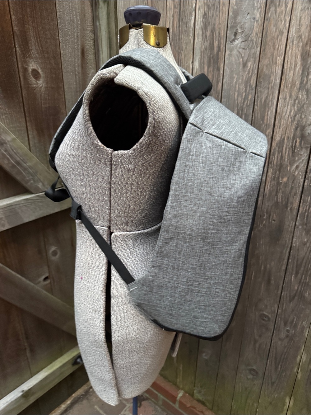 Sleek Grey anti theft backpack with hidden zipper and electronic charging